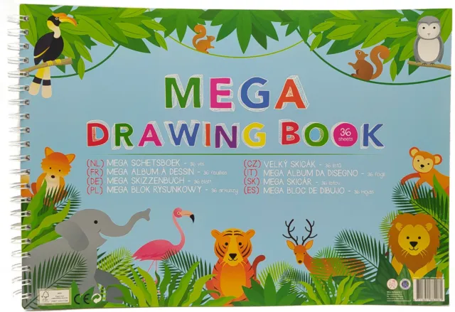 XXL Malbuch für Kinder A3 36 Blatt Papier Zeichnen Mal Block Spiralblock Malen