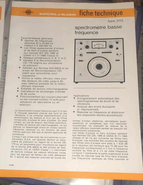 Fiches Techniques Bruel & Kjaer – 1013, 1017, 1022 – Documentation Vintage