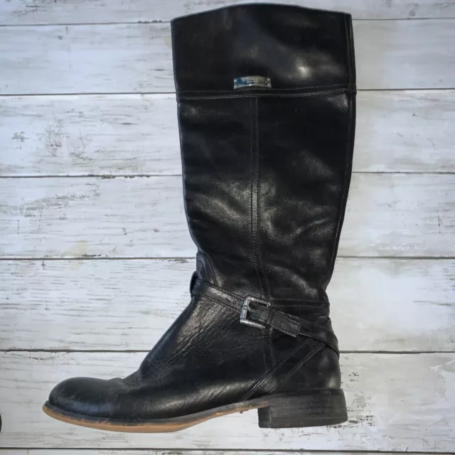 COACH LEATHER BOOTS Micha Wide Calf 7.5 Black Leather Riding Boots ...