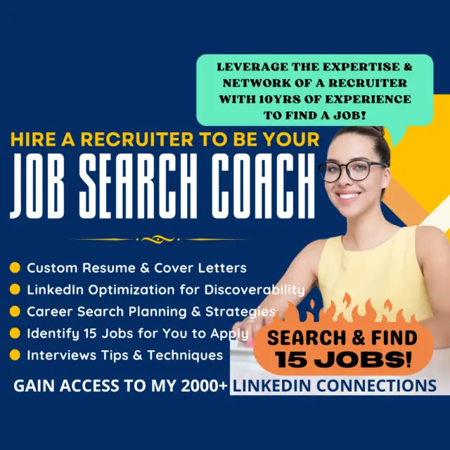 HIRE A RECRUITER: Job Search & Career Coach for 14 Days, Search & Find 15 Jobs