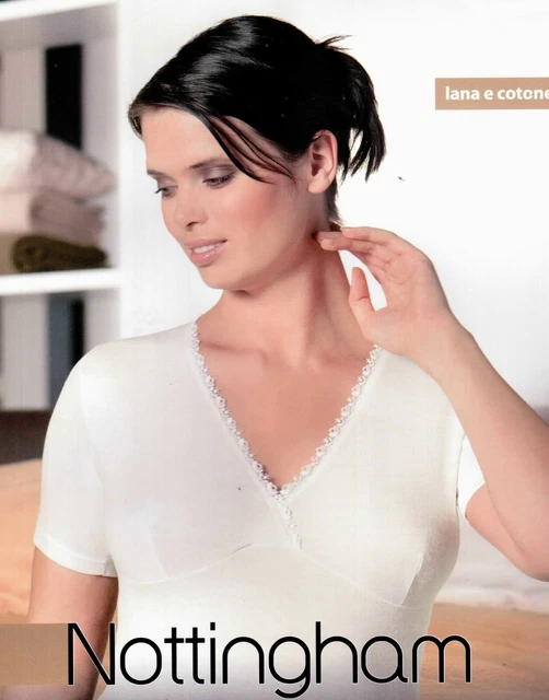 set 2 maglie donna mezze maniche cotone e lana Nottingham TM23W col.bia.tg.4,6,7