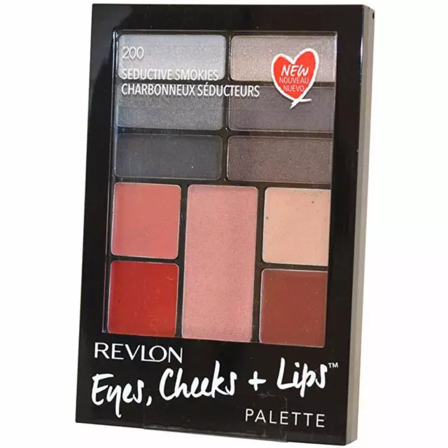 Revlon Eyes, Cheeks +Lips Palette Eyeshadow Blush Lipgloss 200 Seductive Smokies