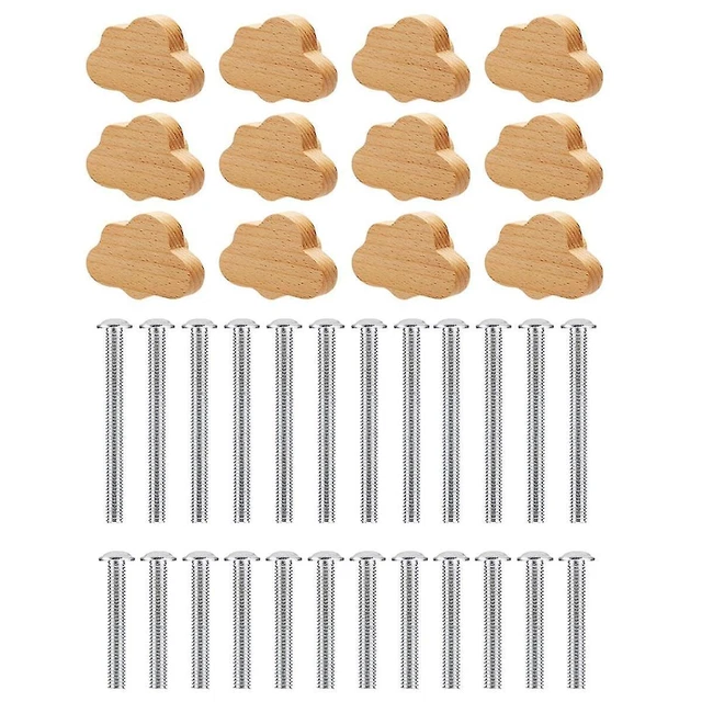Lot De 20 Boutons De Tiroir En Bois BokWin - Forme Champignon - Diamètre 33mm - Couleurs Assorties (rose, Bleu, Vert, Jaune, Blanc)