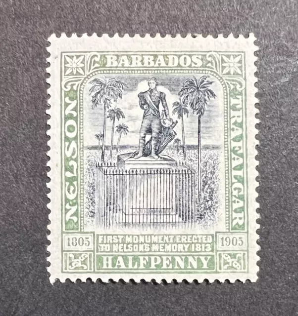 KEVII Barbados SG 146 (1906) 1/2d Black & Pale Green, MM (2)