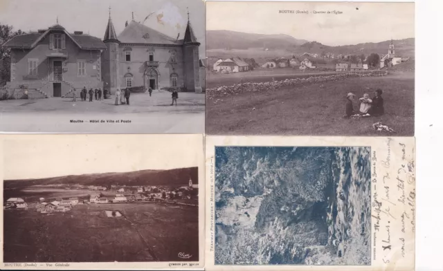 Lot de 4 cartes postales anciennes postcards MOUTHE DOUBS