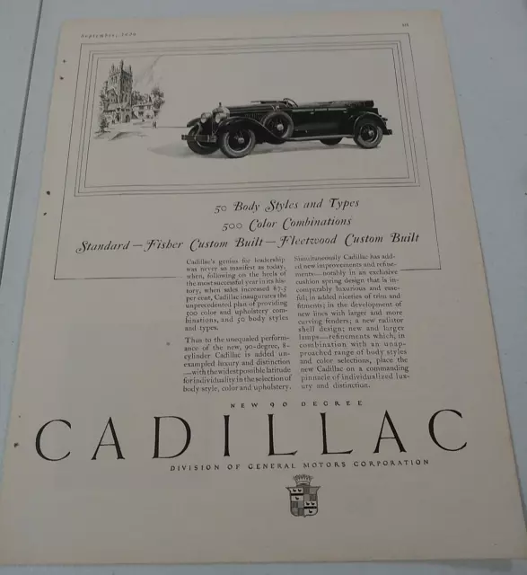 Cadillac New 90 Degree Classic Cars Vintage Advertisement Paper Print Ad 1920