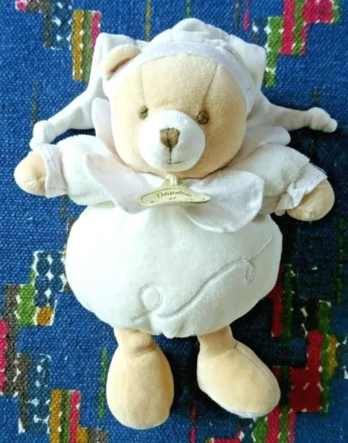 Eb/ Doudou Et Compagnie Ours Boule Beige Blanc Bonnet Col Petale Pois Ttbe
