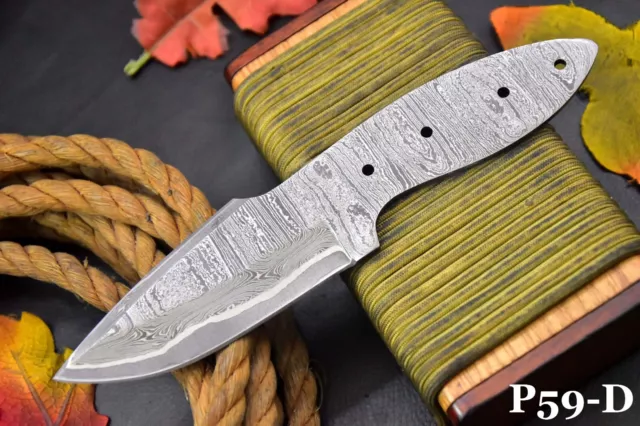 Custom San Mai 8.1"OAL Damascus Steel Blank Blade Hunting Knife Handmade (P59-D)