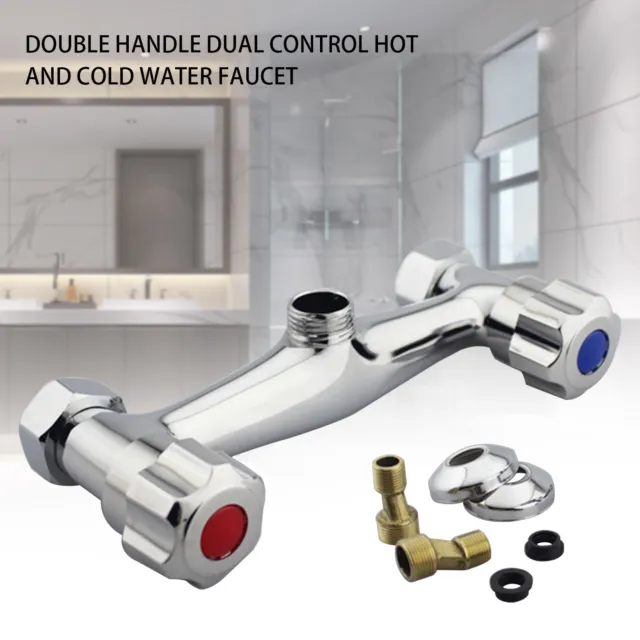 Bathroom Shower Sink Mixer Taps Bar Brass Valve Twin Outlet 1/2" Chrome Modern