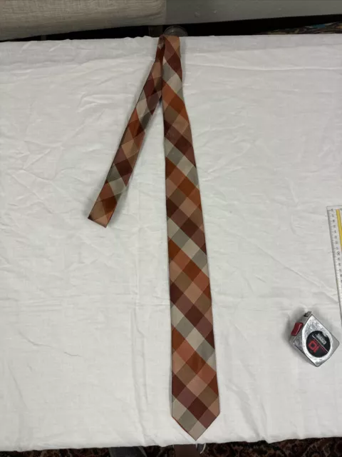 The Tie Bar Striped Orange Handmade 100%Silk Neck Tie 3.25”W x 58”L