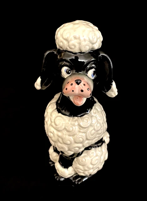 Vintage Mid Century Kreiss & Company Ceramic Poodle Figurine Coin Bank