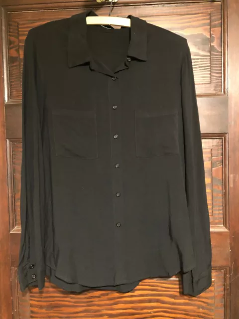 Women's AMERICAN APPAREL Black Rayon Long Sleeve Shirt Size M NWOT