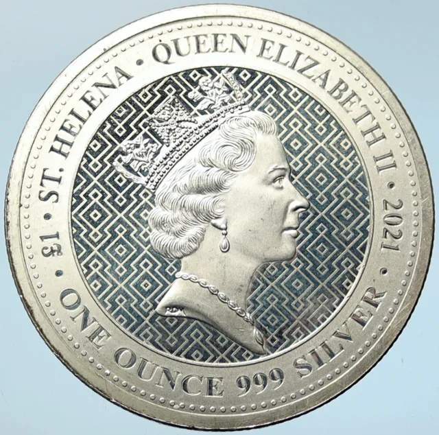 2021 SAINT HELENA UK ELIZABETH II Silver Pound Coin VICTORY and HARMONY i100745