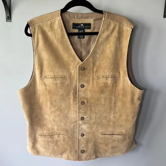 Tan Suede Vintage Button-up Vest Consensus Sportswear size L