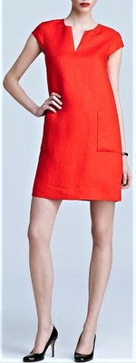 Kate Spade Teri Red Shift Dress Size-10 100% Linen