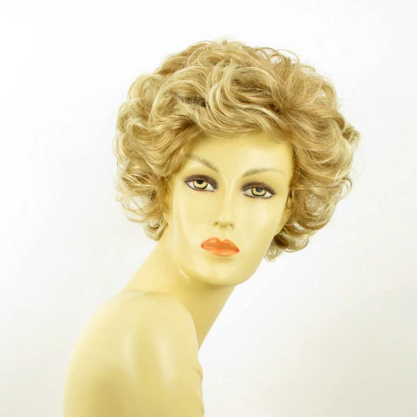 Perruque Courte Femme JEANNETTE Blond Méché Très Clair - Synthétique, Neuve Avec étiquettes