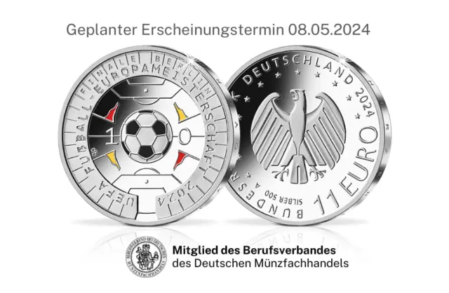 11 Euro Münze Fußball EM 2024 Silbermünze Bankfrisch VORVERKAUF 11€