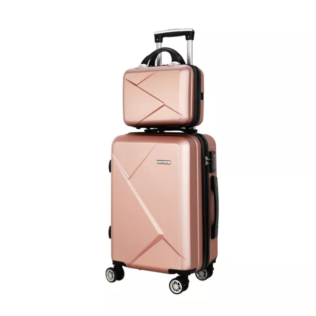 Wanderlite 2pc Luggage 12" 20" Trolley Travel Suitcase Storage Carry On TSA