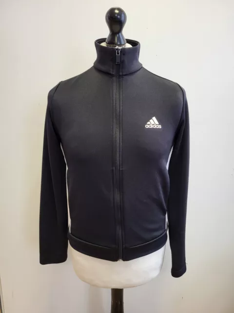 Tt669 Boys Adidas Black White L/Sleeve Sports Track Jacket Age 12-14 Years