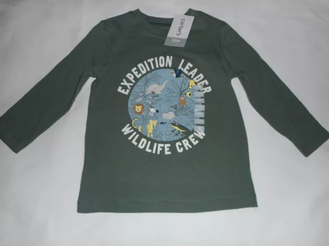 Carters Boys Long Sleeve T-Shirt - Wildlife - Infant Baby Size 12 Months - New