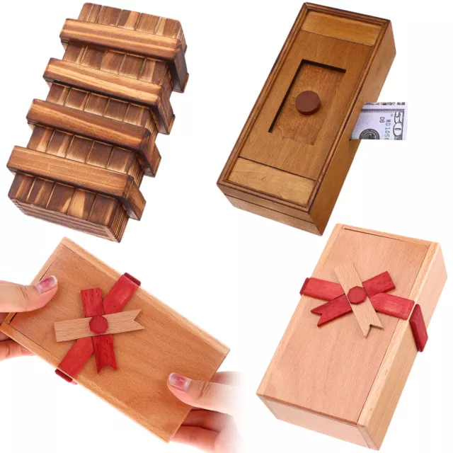 Puzzle Box confezione da 3 scatola puzzle segreta in legno con scomparto nascosto cervello 3D LR1