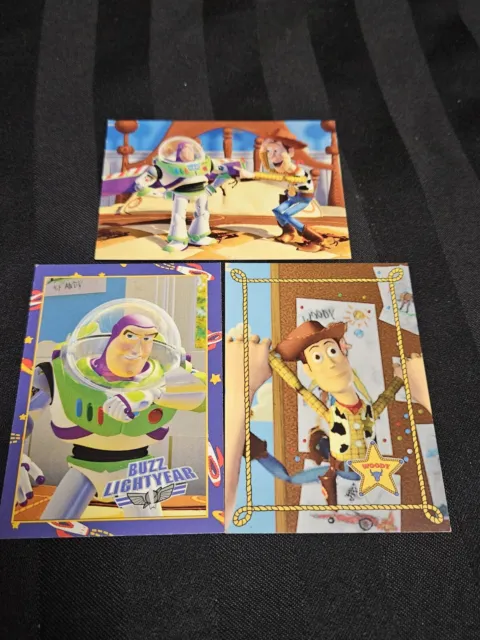 TOY STORY Vintage 1995 Collector DISNEY Trading Card SKYBOX Lot of 3. WOODY BUZZ