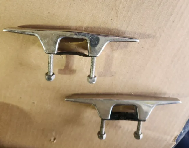 Vintage  GLASTRON boat cleats tie downs Chrome Set Of 2