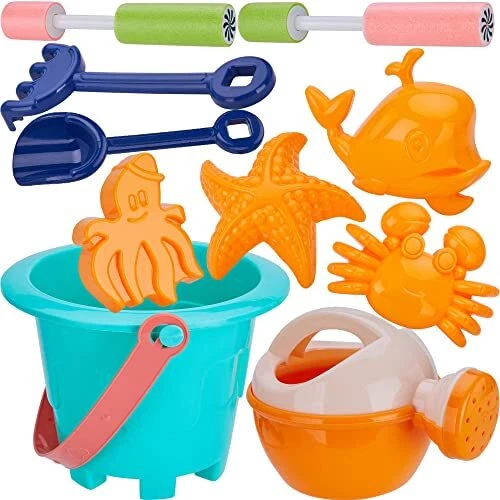 Lubibi Jouets de Plage pour Enfants,10Pcs Jouets de Sable Château,moules pour An