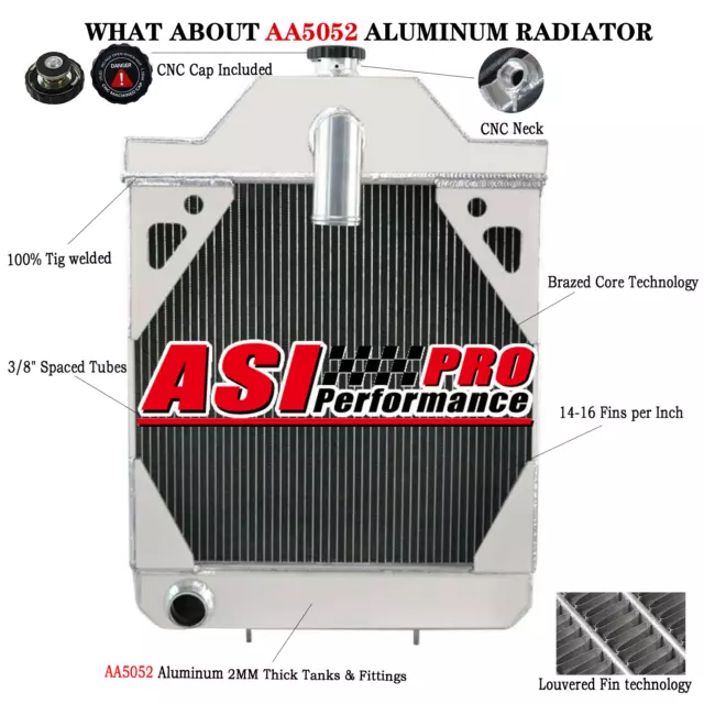3 Rows Radiator Fit Case 530CK 430CK 480B 480CK 580BCK 580B 580CK W/O Oil Cooler