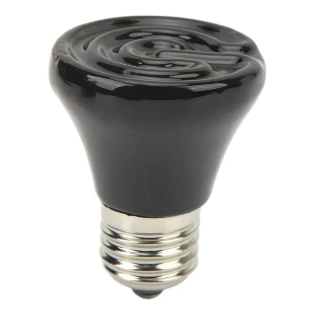25W E27 Reptile Heat Lamp Bulb Ceramic Black Small
