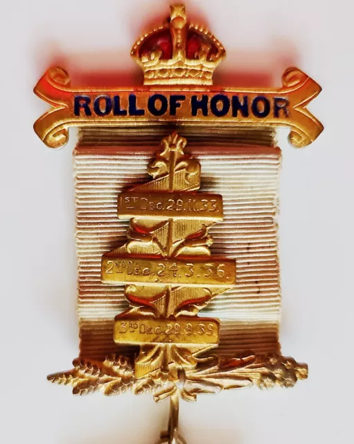 Authentic WW2 Masonic RAOB Royal Order of Buffaloes Roll Of Honor Lodge Medal 3