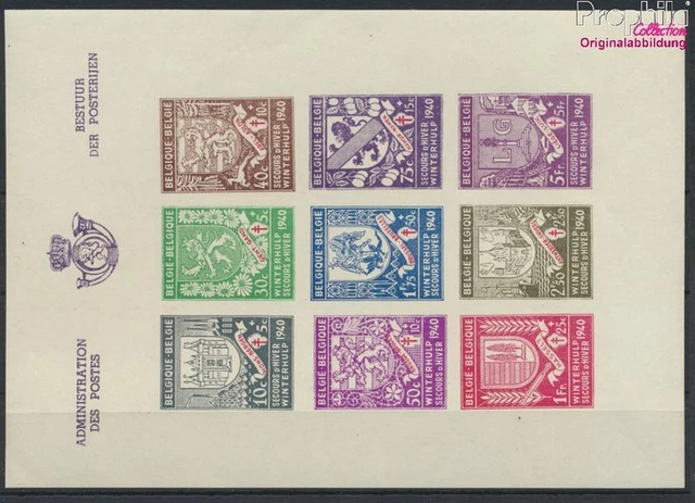 Briefmarken Belgien 1940 Mi Block9B  postfrisch (9910565