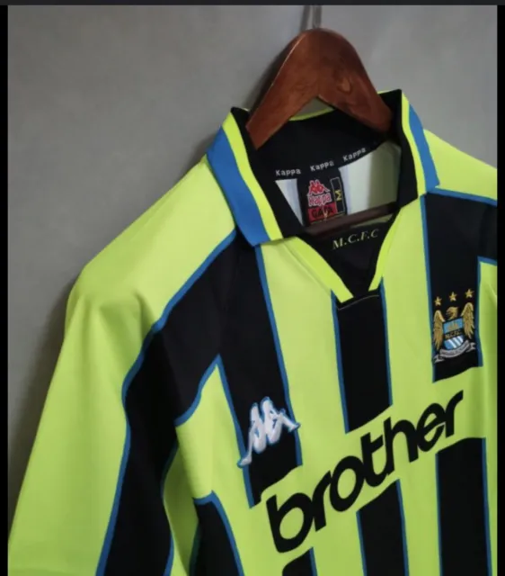 Manchester City 1998- 1999 Away  Retro Soccer Football Shirt Extra Large 2