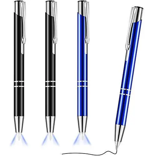 4 Pcs Ballpoint Pen with LED Light for Home Office School Writing In The Dark