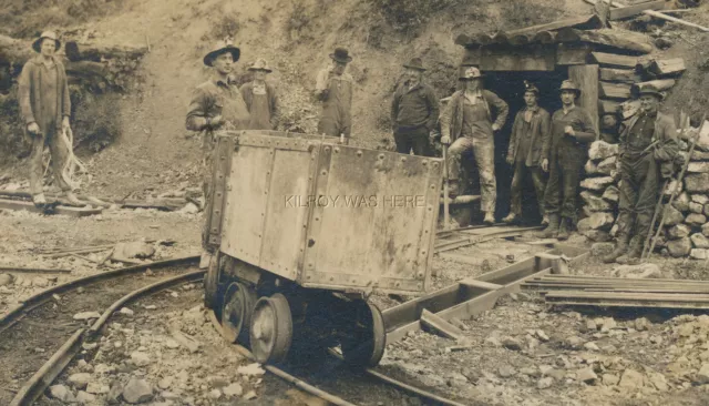 1907 Rppc Kellogg Silver Mine Wallace Kellogg North Dakota Miners Marvelous Pic!