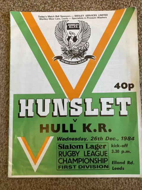 26/12/1984 Rugby League Programme: At Leeds United - Hunslet v Hull K.R