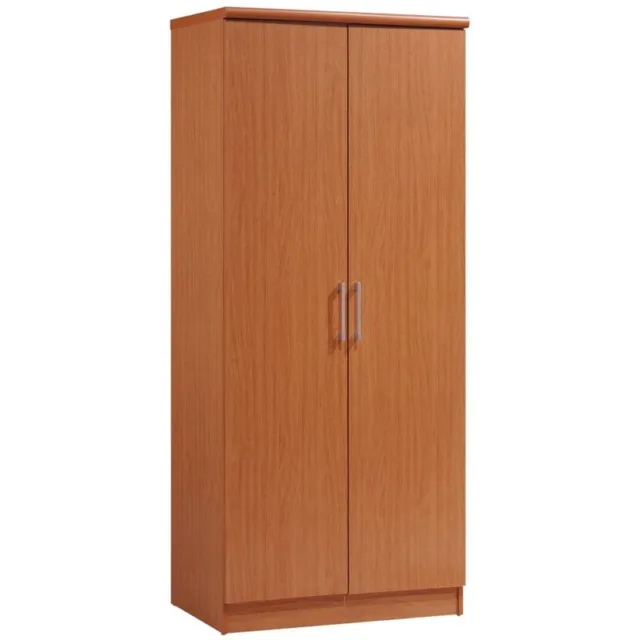 Hodedah 2 Door Wooded Armoire with 4 Shelves in Cherry Finish