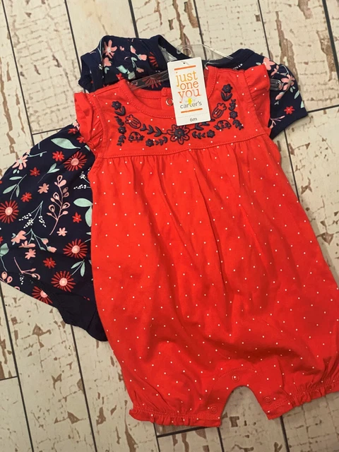 Just One You by Carters' Baby Girls' 3pc Floral Dress and Jumpsuit Set Red/Navy