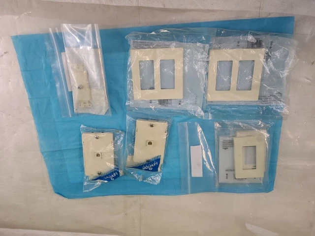 ASSORTED Leviton Almond Wall Phone JACK-COAX COVER-DECORA SCREWLESS PLATE-7 CT