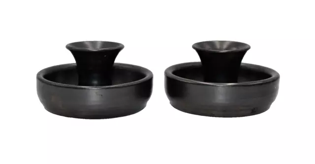 Prinknash Candle Holder Set of 2 Pewter Lustre Gun Metal Pottery Made In England