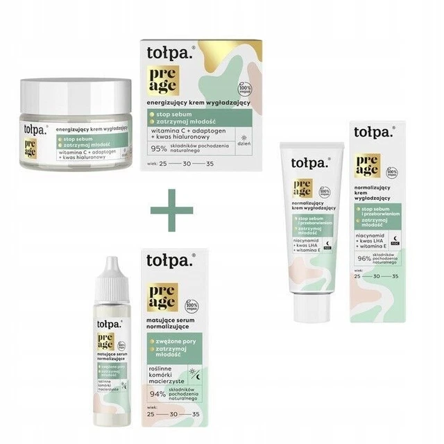 Tolpa Stop Sebum Pre Age Set Multi-task Face Day Cream LHA Night Cream Serum