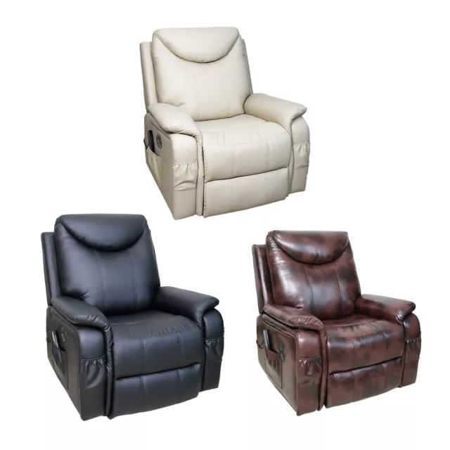 Leather Recliner Electric Massage Chair Sofa Cinema Chair Heated function