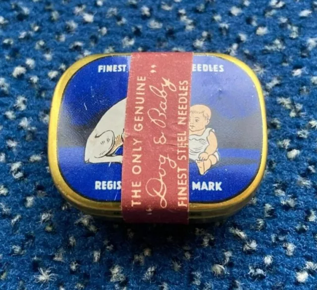 Grammophon NADELDOSE "MARSCHALL DOG & BABY", voll, Gramophone needle tin