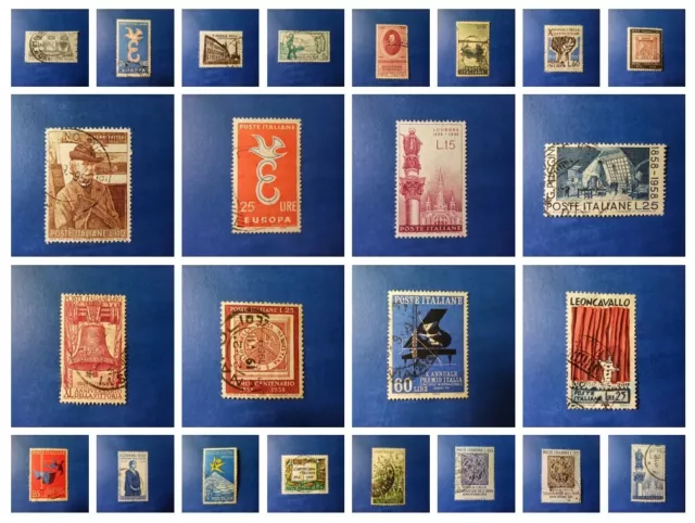 annata 1958 lotto 24 francobolli annullati timbrati usati stamp repubblica itali