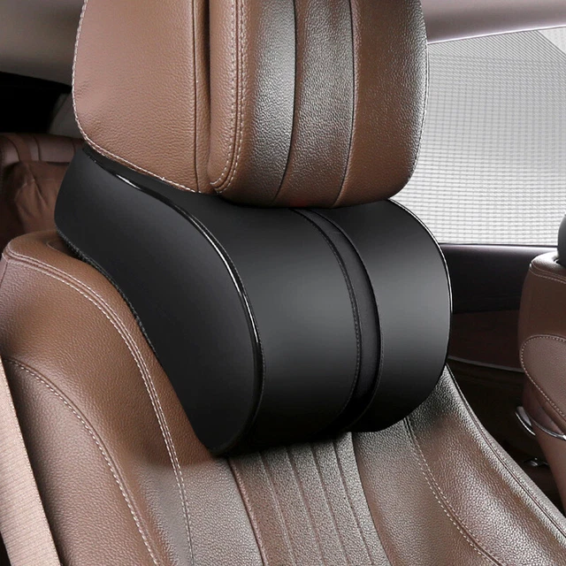 1x Car Seat Headrest Pad Memory Foam Synthetic Leather Neck Pillow Head Rest Acc