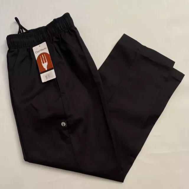 CHEF WORKS Chef Kitchen Work Pants Black NBBZ Size Small S NWT