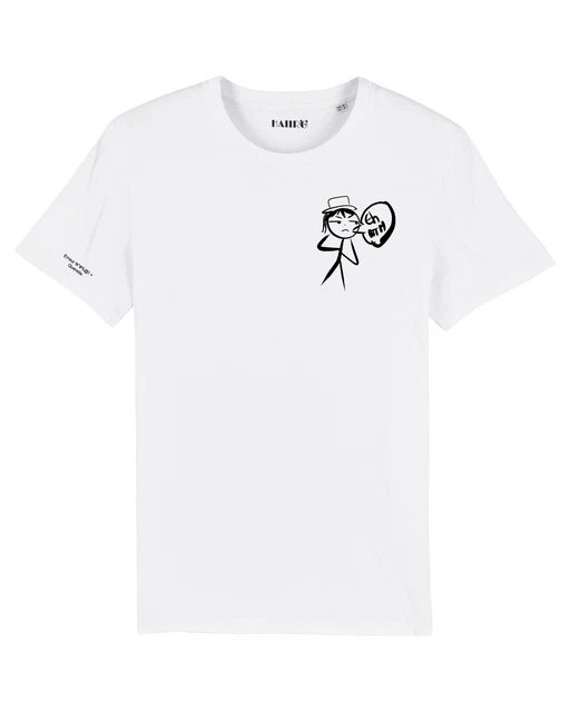 T-shirt Homme Haiiro Motif Fleur Blanc - Renaissance, Manches Courtes, Coton - Taille M