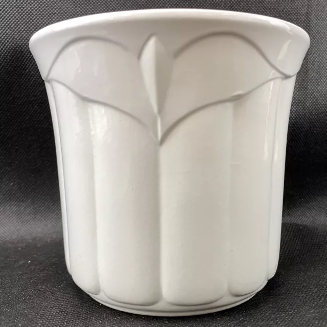 W Germany Scheurich White Pottery Ceramic Vase Design 915-12 Elegant 4” Tall