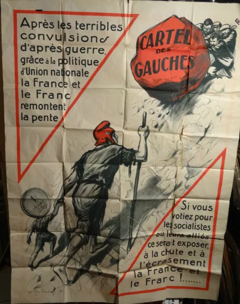 AFFICHE Ancienne Politique Cartel Des Gauches Annees 2530 EUR 170,00