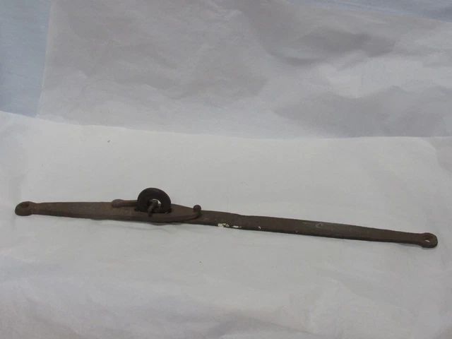 Antique Primitive Hand Forged Iron Barn Door Strap Hinge Set Locking 2